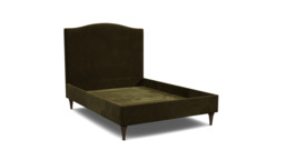 Green Linen Double Bed Frame - Traditional Low End With Large Headboard - Avebury Range