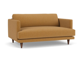 Orange Velvet Loveseat Armchair - Modern Snuggle Cuddler Custom Arm Chair In Stain Resistant Velvet - Middleton Range