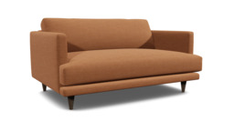 Orange Velvet Loveseat Armchair - Modern Snuggle Cuddler Custom Arm Chair In Stain Resistant Velvet - Middleton Range - thumbnail 1