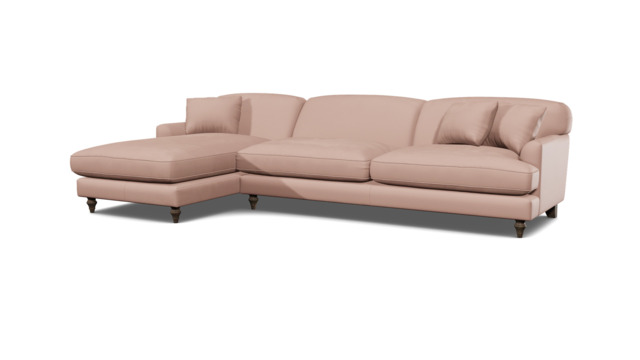 Pink Velvet 2 Seater Sofa With Chaise - Traditional Style Custom Sofa In Stain Resistant Velvet - Galloway Range - image 1
