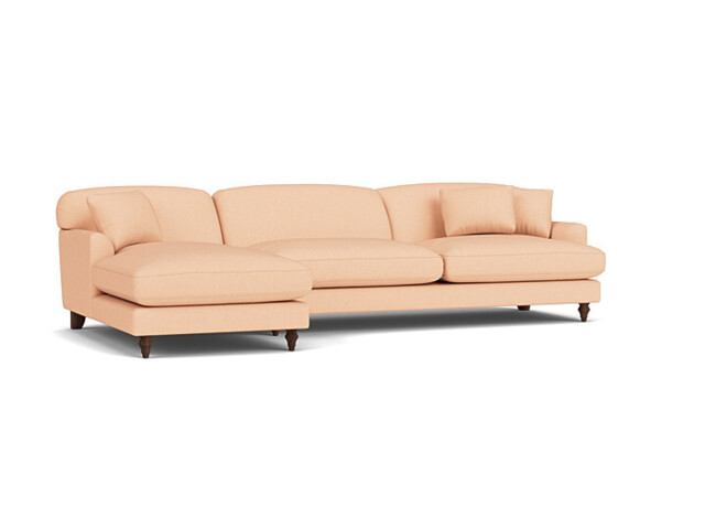 Pink Velvet 2 Seater Sofa With Chaise - Traditional Style Custom Sofa In Stain Resistant Velvet - Galloway Range - image 1