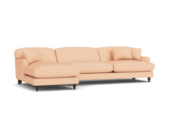 Pink Velvet 2 Seater Sofa With Chaise - Traditional Style Custom Sofa In Stain Resistant Velvet - Galloway Range