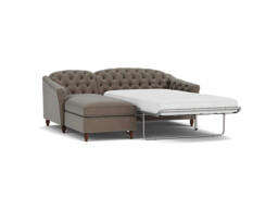 Sophisticated Payton Brown 2 Seater Versatile Chaise Sofa Bed, Deep Button Detailing and Customisable - Darlings of Chelsea