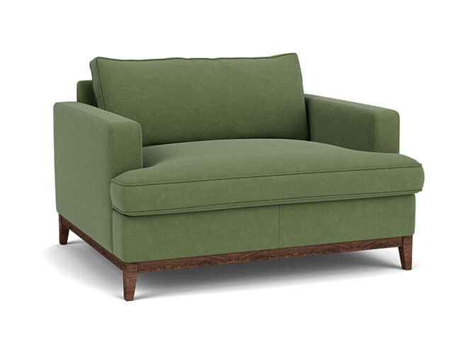 Green Linen Loveseat Armchair - Modern Snuggle Cuddler Custom Arm Chair - Oakham Range - image 1