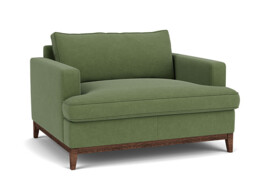 Green Linen Loveseat Armchair - Modern Snuggle Cuddler Custom Arm Chair - Oakham Range