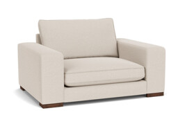 Cream Fabric Loveseat Armchair - Modern Snuggle Cuddler Custom Arm Chair - Ashdown Range - thumbnail 1