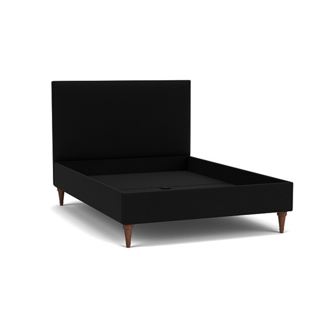Black Velvet Double Bed Frame - Traditional Low End With Large Headboard In Easy Clean Velvet - Yarnmouth Range - image 1