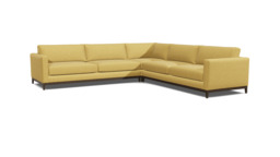 Yellow Velvet Large Corner Sofa - Modern Style Corner Custom Sofa In Stain Resistant Velvet - Darwin Range