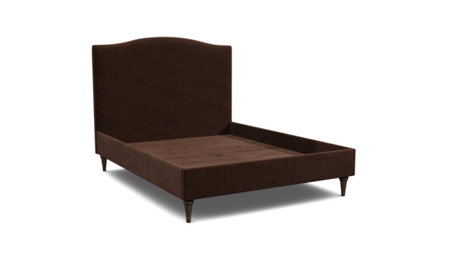 Brown Velvet King Size Bed Frame - Traditional Low End With Large Headboard In Easy Clean Velvet - Avebury Range - image 1