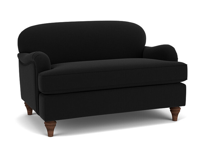 Black Velvet Loveseat Armchair - Traditional Snuggler Cuddler Custom Arm Chair In Easy Clean Velvet - Lincoln Range - image 1