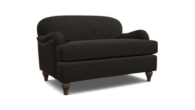 Black Velvet Loveseat Armchair - Traditional Snuggler Cuddler Custom Arm Chair In Easy Clean Velvet - Lincoln Range - image 1