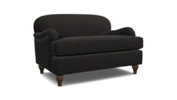 Black Velvet Loveseat Armchair - Traditional Snuggler Cuddler Custom Arm Chair In Easy Clean Velvet - Lincoln Range