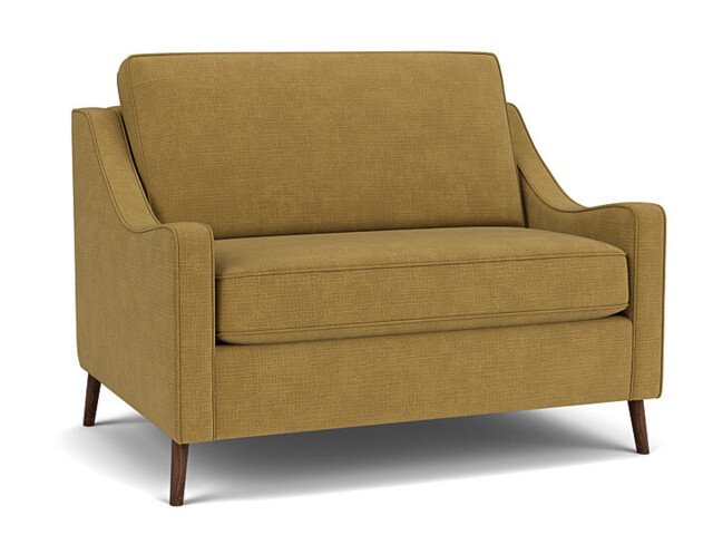 Yellow Velvet Loveseat Armchair - Modern Snuggle Cuddler Custom Arm Chair In Stain Resistant Velvet - Weymouth Range - image 1