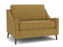 Yellow Velvet Loveseat Armchair - Modern Snuggle Cuddler Custom Arm Chair In Stain Resistant Velvet - Weymouth Range - thumbnail 1