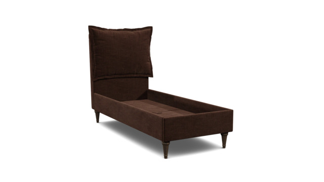 Brown Velvet Single Bed Frame - Traditional Low End With Large Headboard In Easy Clean Velvet - Lyndhurst Range - image 1