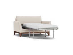 Cream Fabric Loveseat Armchair Sofabed - Modern Pull Out Chair Bed - Exmouth Range - thumbnail 1