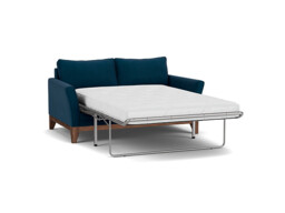 Blue Velvet 2 Seater Sofabed - Modern Fold Out Custom Sofa Bed In Easy Clean Velvet - Exmouth Range - thumbnail 1