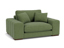 Green Linen Loveseat Armchair - Modern Snuggle Cuddler Custom Arm Chair - Epping Range - thumbnail 1