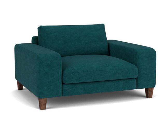 Teal Velvet Loveseat Armchair - Modern Snuggle Cuddler Custom Arm Chair In Stain Resistant Velvet - Kingly Range - image 1