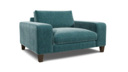 Teal Velvet Loveseat Armchair - Modern Snuggle Cuddler Custom Arm Chair In Stain Resistant Velvet - Kingly Range