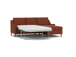 Mid-Century Weymouth 2 Seater Red Chaise Sofa Bed, 170+ Customisation Options, UK Crafted - Darlings of Chelsea