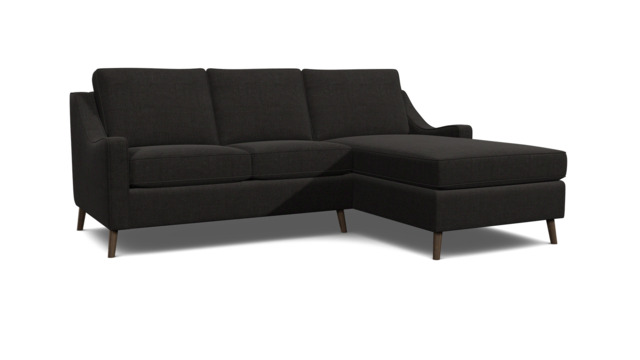 Mid-Century Weymouth 2 Seater Black Chaise Sofa Bed, 170+ Customisation Options, UK Crafted - Darlings of Chelsea - image 1