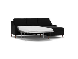 Mid-Century Weymouth 2 Seater Black Chaise Sofa Bed, 170+ Customisation Options, UK Crafted - Darlings of Chelsea