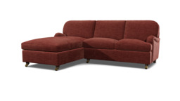 Purple Velvet 2 Seater Sofabed With Chaise - Traditional Fold Out Custom Sofa Bed In Easy Clean Velvet - Helston Range - thumbnail 1