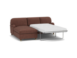 Purple Velvet 2 Seater Sofabed With Chaise - Traditional Fold Out Custom Sofa Bed In Easy Clean Velvet - Helston Range - thumbnail 1