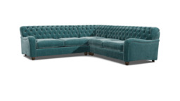 Teal 3 Seater Corner Sofa - Traditional Chesterfield Style Fabric Luxury Premium Corner Sofa - Bakewell Range