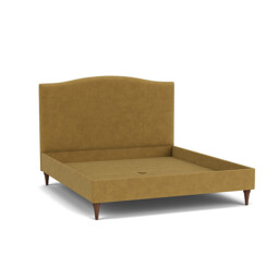 Yellow Velvet Super King Size Bed Frame - Traditional Low End With Large Headboard In Stain Resistant Velvet - Avebury Range - thumbnail 1