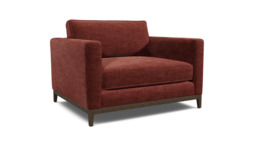 Purple Velvet Loveseat Armchair - Modern Snuggle Cuddler Custom Arm Chair In Easy Clean Velvet - Darwin Range
