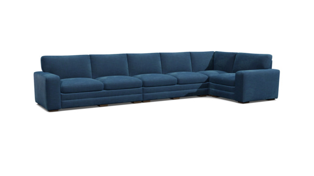 Blue Velvet 6X1.5 Seater Corner Sofa - Modern Style Custom Sofa In Easy Clean Velvet - Sloane Range - image 1