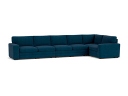Blue Velvet 6X1.5 Seater Corner Sofa - Modern Style Custom Sofa In Easy Clean Velvet - Sloane Range - thumbnail 1
