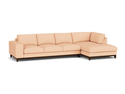 Pink Velvet 4 Seater Sofa With Chaise - Modern Style Custom Sofa In Stain Resistant Velvet - Kingly Range