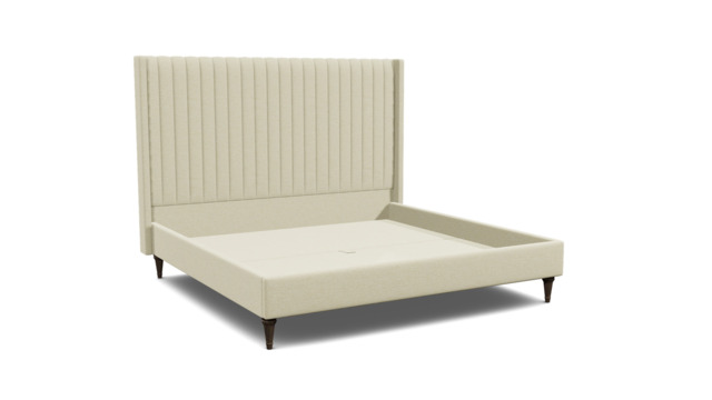 White Chenille Emperor Size Bed Frame - Modern Style Bed With Headboard In Stain Resistant Chenille - Wokingham Range - image 1