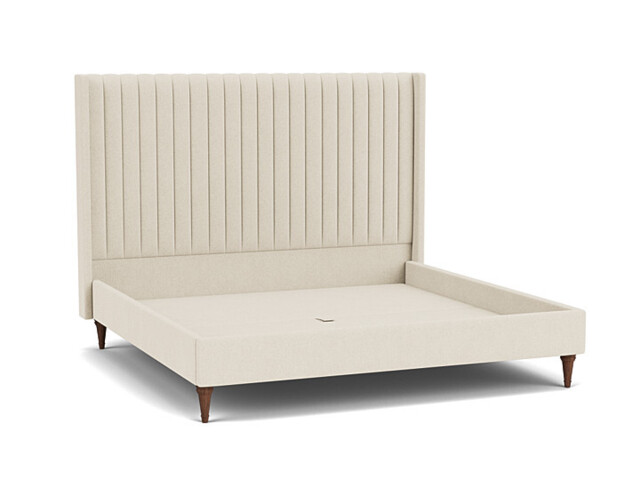White Chenille Emperor Size Bed Frame - Modern Style Bed With Headboard In Stain Resistant Chenille - Wokingham Range - image 1