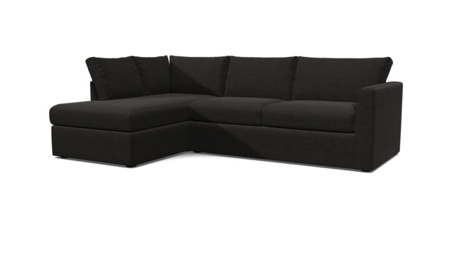 Black Velvet 5 Seater Sofa With Chaise - Modern Style Custom Sofa In Easy Clean Velvet - Portland Range - image 1