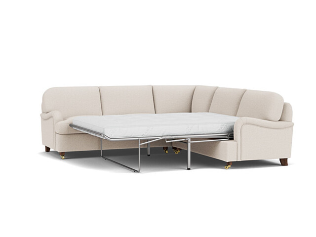 Cream Fabric 3X3 Seater Corner Sofabed - Traditional Fold Out Custom Sofa Bed - Helston Range - image 1