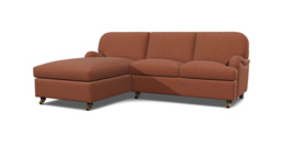 Red Velvet 2 Seater Sofabed With Chaise - Traditional Fold Out Custom Sofa Bed In Easy Clean Velvet - Helston Range - thumbnail 1