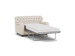 Cream Fabric Loveseat Armchair Sofabed - Traditional Chesterfield Style Single Chair Bed - Bakewell Range - thumbnail 1