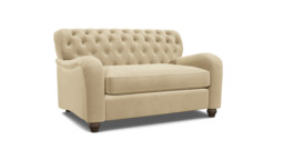 Cream Fabric Loveseat Armchair Sofabed - Traditional Chesterfield Style Single Chair Bed - Bakewell Range