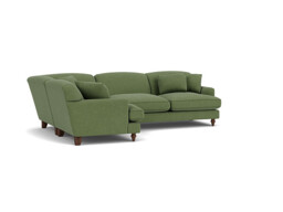 Green Linen 3 Seater Left Corner Sofa - Traditional Style Custom Sofa - Galloway Range
