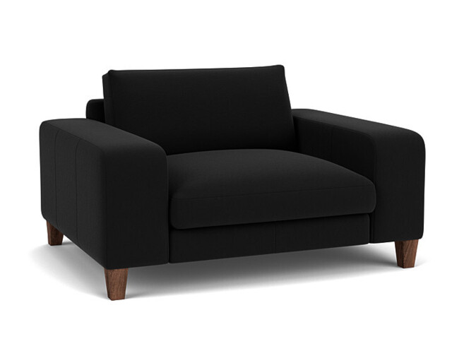 Black Velvet Loveseat Armchair - Modern Snuggle Cuddler Custom Arm Chair In Easy Clean Velvet - Kingly Range - image 1