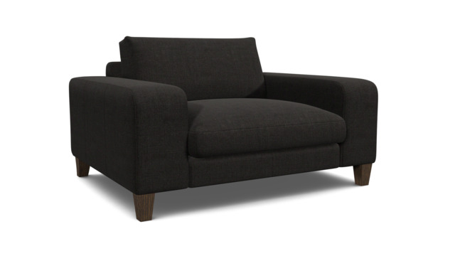 Black Velvet Loveseat Armchair - Modern Snuggle Cuddler Custom Arm Chair In Easy Clean Velvet - Kingly Range - image 1