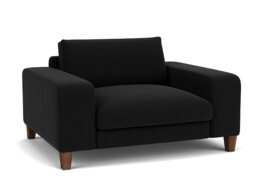 Black Velvet Loveseat Armchair - Modern Snuggle Cuddler Custom Arm Chair In Easy Clean Velvet - Kingly Range - thumbnail 1