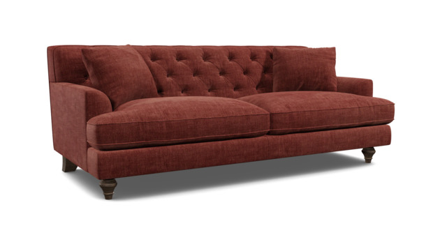 Purple Velvet 4 Seater Sofa - Traditional Button Back Custom Sofa In Easy Clean Velvet - Charnwood Range - image 1