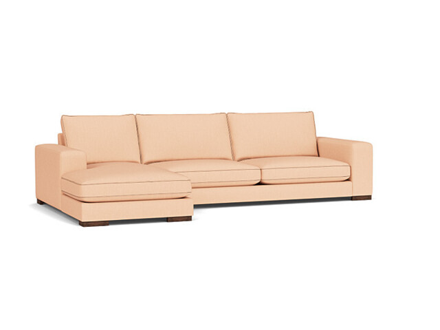 Pink Velvet 2 Seater Sofa With Chaise - Modern Style Custom Sofa In Stain Resistant Velvet - Ashdown Range - image 1
