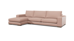 Pink Velvet 2 Seater Sofa With Chaise - Modern Style Custom Sofa In Stain Resistant Velvet - Ashdown Range - thumbnail 1