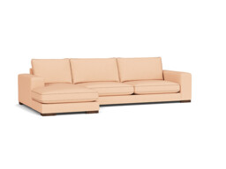 Pink Velvet 2 Seater Sofa With Chaise - Modern Style Custom Sofa In Stain Resistant Velvet - Ashdown Range - thumbnail 1